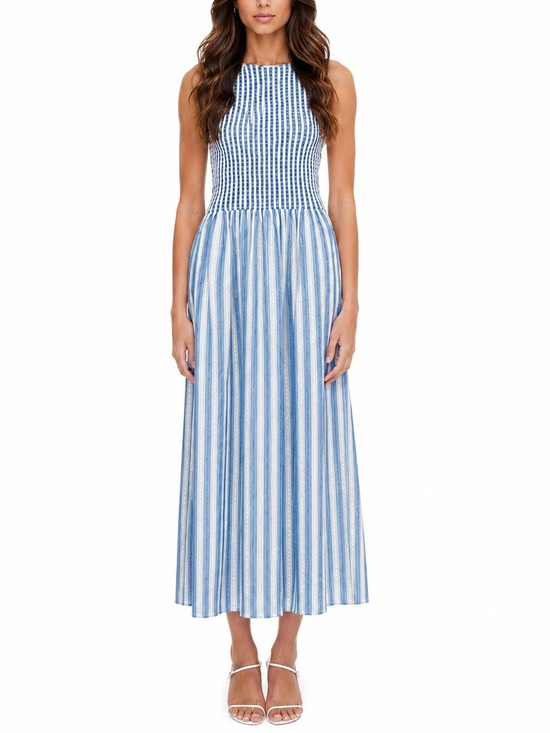 Caroline Constas Dresses & Skirts - Caroline Constas 🦋 Blue Striped Smocked Nap Dress (M/L)